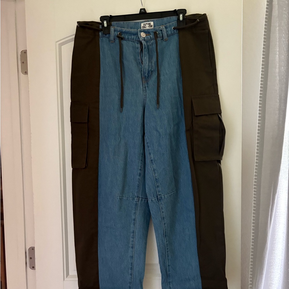 Women's Denim and Brown Cargo Jeans